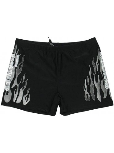 Racing Men's Solid Fashion Jammer Rapid Quick Dry Square Leg Swimsuit Swimwear for Men - Black + White Flame - CK19946GODC $3...
