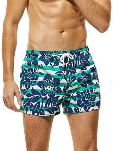 Trunks Men Basic Short Swim Trunks Quick Dry Camo Beach Print Bathing Suits Swimming Shorts Swimsuit with Pocket - G-green - ...
