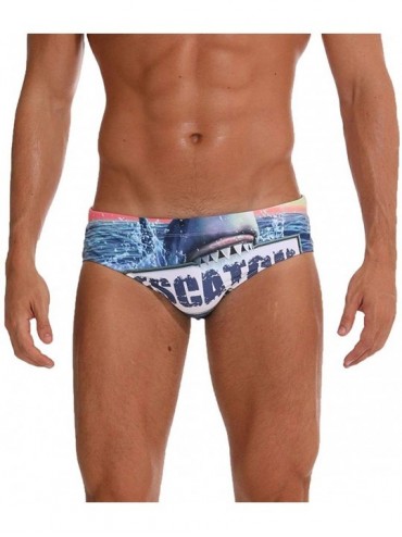 Briefs Mens Swim Briefs Sexy Bathing Suit Bikini Swimsuit Swimwear for Men - B-shark - C818U0ZEU2W $29.91