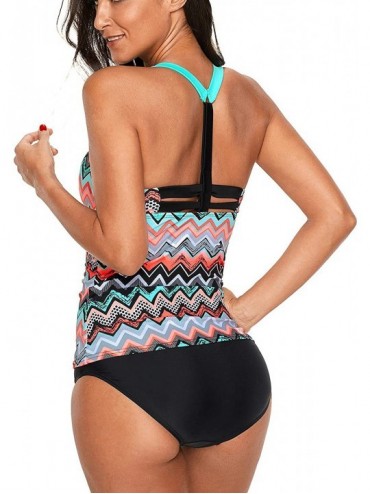 One-Pieces Womens Striped Printed Bandeau Tankini Swimsuits Top No Bottom - Red - CV1982QM0L7 $20.28
