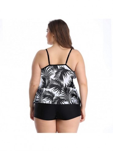 One-Pieces Women Tankini Set Plus Size Bathing Suit Flounce Printed Two Piece Swimsuits Tummy Control - Mutil-d - CA1980H7HI4...