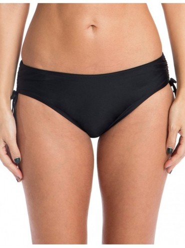 Tankinis Women's Swim Standard Adjustable Waist Bikini Bottom - Black - CT12NUX5VZP $15.35