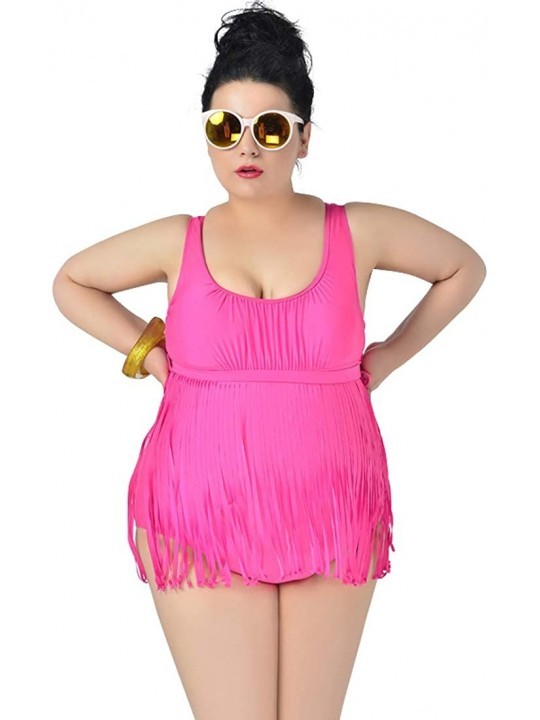 One-Pieces Women's Oversize One Piece Fringe Tummy Control Underwire Swimsuit Bathing Suits - Rose - C118UGG5D0N $14.83