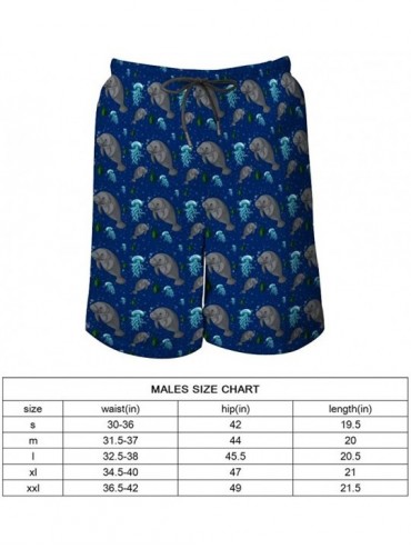 Board Shorts Men's Fashion Casual Swim Trunks Summer Beach Shorts with Mesh Lining - Manatee Underwater - C2199QH4I9Q $36.71