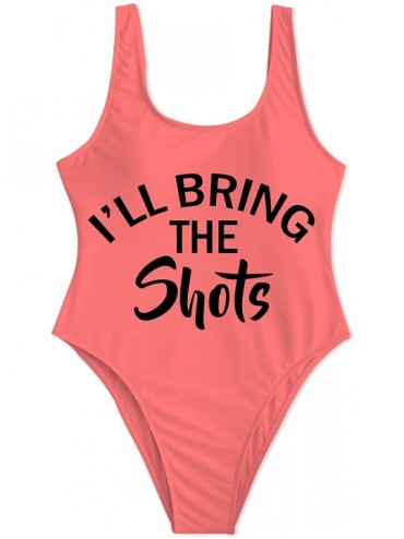One-Pieces Bridal Bachelorette Party Swimsuit Feyonce One Piece Bathing Suit Wifey Monokini - Ill Bring the Shots - Rose - CP...