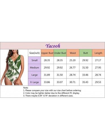 One-Pieces Women's One Piece Tummy Control Monokini Swimsuit Flounce Ruffle Bathing Suit - Green - CM192KHGHTL $20.80