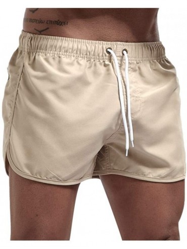 Racing Men's Spring and Summer Splicing Swimming Trousers and Beach Surfing Shorts - Khaki - C318UML86GX $23.45