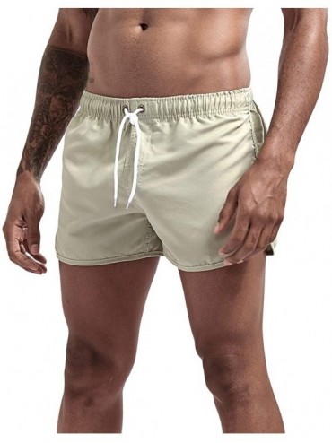 Racing Men's Spring and Summer Splicing Swimming Trousers and Beach Surfing Shorts - Khaki - C318UML86GX $9.26
