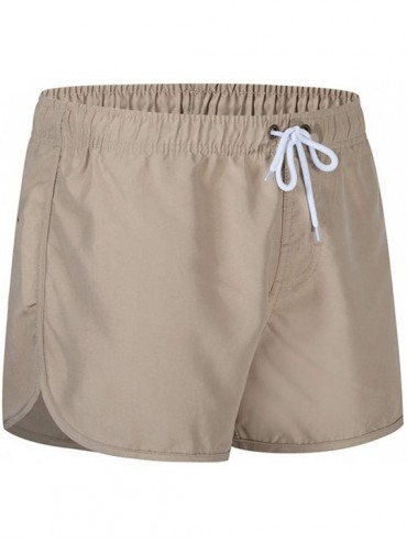 Racing Men's Spring and Summer Splicing Swimming Trousers and Beach Surfing Shorts - Khaki - C318UML86GX $9.26