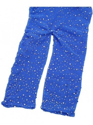 Sets Women Sparkle Glitter Two Piece Mesh Fishnet Bikini Swimsuit Halter Bra Top Shorts Pants Set - Blue - CS18TWZER8N $11.88