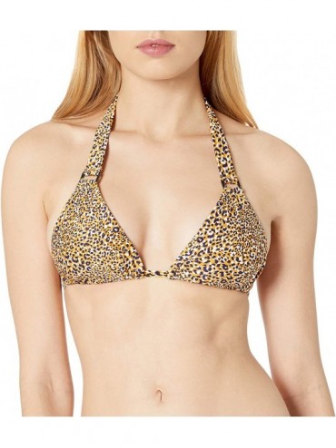 Tops Women's Slide Triange Bikini Top Swimsuit with Ring Detail - Spirit Animal Saffron - CI18TE0T5XU $50.28