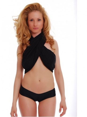 Tankinis Sexy Women's Bikini Bottom Brazilian Boyshorts - Made in EU Lady Swimwear 107 - Black - CL1950Z5YIZ $33.64