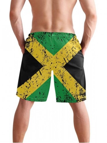 Board Shorts Men's Quick Dry Swim Trunks with Pockets Cuba Flag Beach Board Shorts Bathing Suits - Distressed Jamaica Flag Ja...