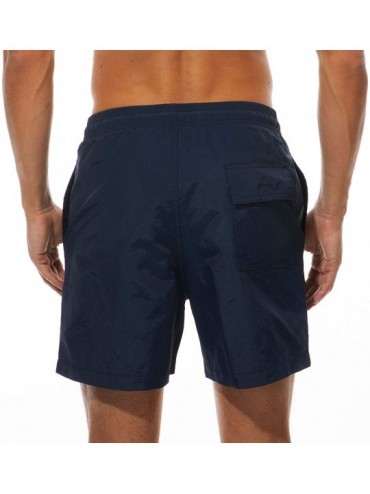 Trunks Mens Swim Trunks Swiming Trunk Quick Dry Swimming Beach Shorts with Pockets Mesh Lining Swim Suits - Navy Blue - CR196...