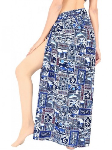 Cover-Ups Women's Wrap Beach Swimwear Cover Up Pareo Tie Sarong Skirt Full Long - Blue_l193 - CS12CCY0JHH $14.23