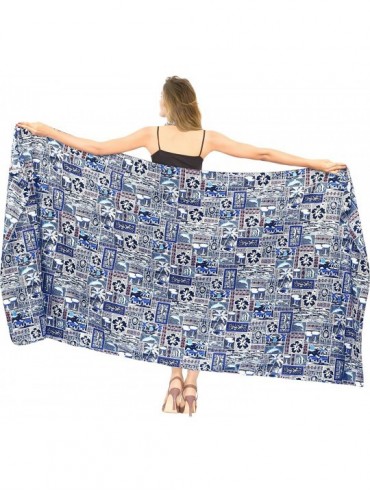Cover-Ups Women's Wrap Beach Swimwear Cover Up Pareo Tie Sarong Skirt Full Long - Blue_l193 - CS12CCY0JHH $14.23