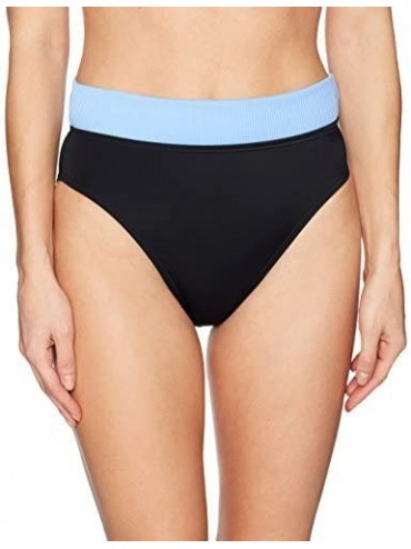 Bottoms Women's High Leg Bikini Bottom Swimsuit - Good Vibratinos Jet Black Marl - CV186KQ6O6O $26.37