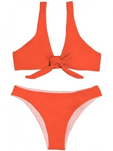Sets Women's Sexy Bikini Swimsuit Tie Knot Front Swimwear Two Pieces Set - Print 13 - CP18R5TI3IM $41.33
