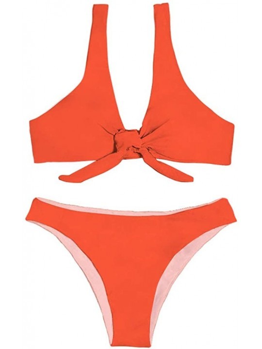 Sets Women's Sexy Bikini Swimsuit Tie Knot Front Swimwear Two Pieces Set - Print 13 - CP18R5TI3IM $20.38