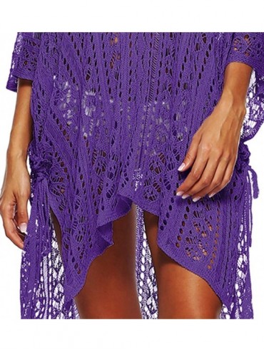 Cover-Ups Women's Summer Pool Swimsuit Bikini Beach Swimwear Cover up Crochet Dress - 01 Purple - CQ18RNIZCSH $13.12