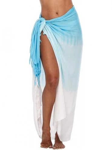 Cover-Ups Womens Beach Cover Up Ombre Sarong Swimsuit Cover-Up Pareo Coverups - Turquoise - CO193HH77AQ $35.27