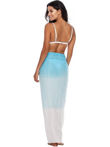 Cover-Ups Womens Beach Cover Up Ombre Sarong Swimsuit Cover-Up Pareo Coverups - Turquoise - CO193HH77AQ $17.63