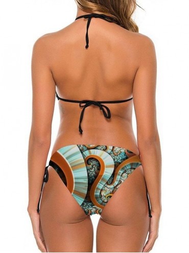 Sets Women Girl Two Piece Adjustable Halter Bikini Set Swimwear Bathing Suits - Retro Tie Dye Octopus Design - CH19C6R0E8R $2...
