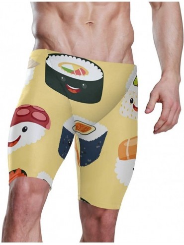 Racing Mens Long Swimming Trunks Swim Jammers Swimsuit Rapid Quick Dry Bathing Suit for Men Boys 28-39 / S-3XL - Cartoon Sush...