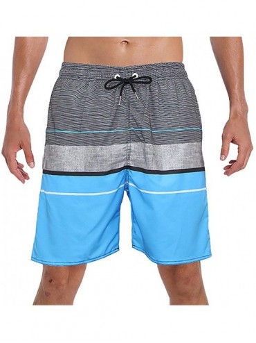 Racing Men's Swim Trunk Beach Shorts Swimwear Quick Dry - Grayblue - CP192UTYG5A $35.97