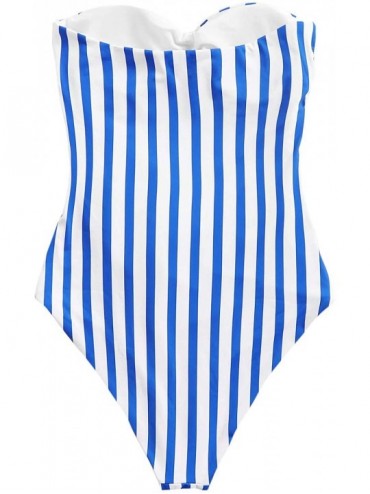 One-Pieces Women's Sexy Bathing Suit Criss Cross Backless One Piece Swimsuits Monokini Swimwear - Blue - C018Z0LN0T7 $16.64