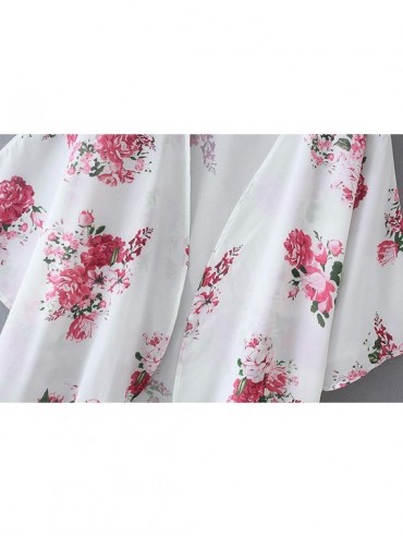 Cover-Ups Women's Sheer Summer Kimono Cardigan Floral Casual Loose Cover Ups Swimwear - Type 1 - CW1937RXHY7 $11.65