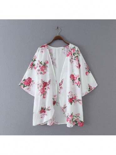 Cover-Ups Women's Sheer Summer Kimono Cardigan Floral Casual Loose Cover Ups Swimwear - Type 1 - CW1937RXHY7 $11.65