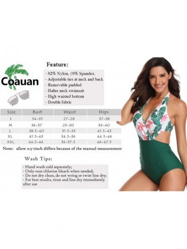 One-Pieces Women Cross Halter Monkini One Piece V-Neckline Backless High Waisted Bottom Swimsuit - Green - CY18NU8M20I $14.06