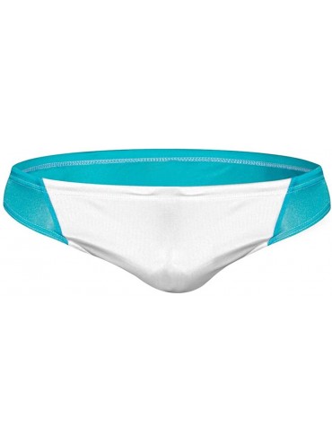 Briefs Mens Print Thong Swimsuit- Bikini Swimsuit with Contour Pouch- Print Body Bikini Swimsuit - Blue - CL18Q9QU7KG $18.57