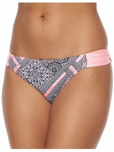Bottoms Juniors- Girls- Women's Bikini Bottom Side Shirred Fully Lined - Black White Coral - CS183Z8CQTH $9.19