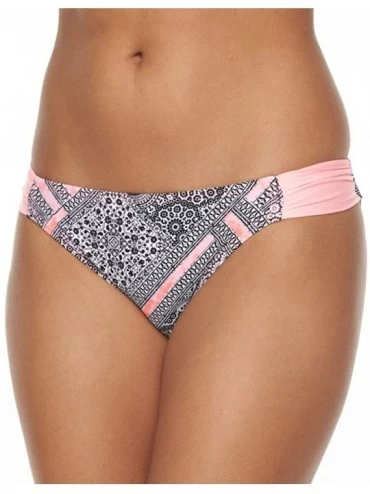 Bottoms Juniors- Girls- Women's Bikini Bottom Side Shirred Fully Lined - Black White Coral - CS183Z8CQTH $18.38