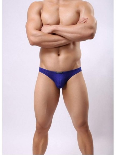 Briefs Sexy Men's Underwear Lace Low Waist Bikini Briefs - Royal Blue - CP193OQ0L0T $9.84