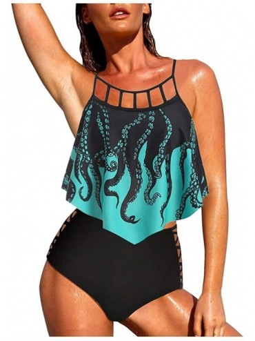 Board Shorts Womens Sea Animal Print Tankini Swimwear Two Piece Set Tummy Control Swimming Bathing Suit Tankini Swimsuits B G...