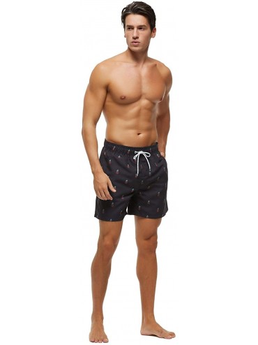 Board Shorts Men's Swim Trunks with Mesh Lining Short Bathing Suit Quick Dry Boardshorts with Pockets - Black (Pineapples) - ...