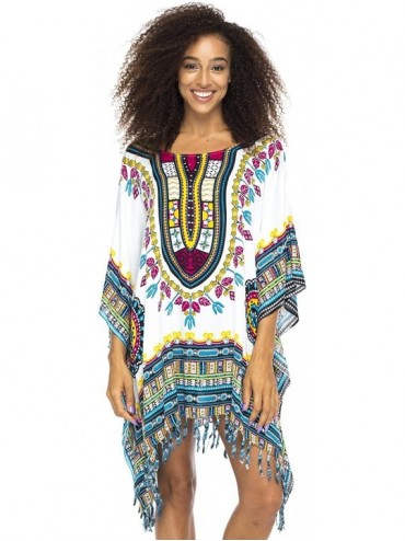 Cover-Ups Womens Short Swimsuit Beach Cover Up African Caftan Patterns - White - CH12NAEPP7L $34.47
