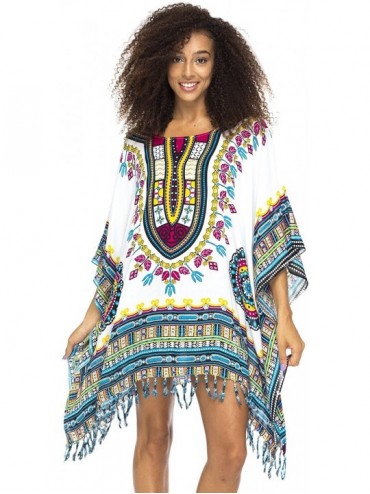Cover-Ups Womens Short Swimsuit Beach Cover Up African Caftan Patterns - White - CH12NAEPP7L $34.47