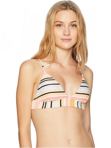 Tops Women's Horizon Reversible Stripe Triangle Bikini Top - Peach Out - CC186Z548Z9 $71.26