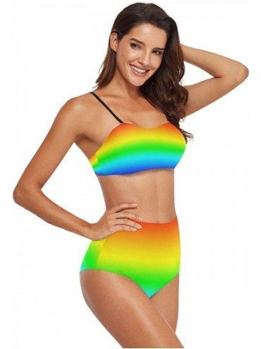 Sets Womens Rainbow Gay Proud 2 Piece Swimsuits High Waisted Bathing Suits Bikini Set - Rainbow Gay Proud - C018W69OYRN $27.23