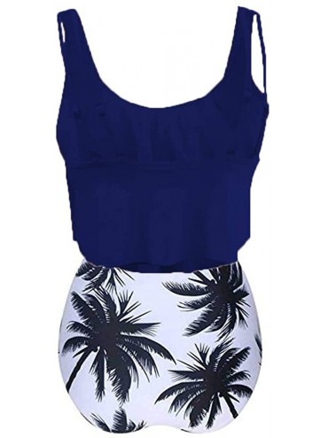 One-Pieces Vintage Swimsuit for Women Two Piece Bathing Suit Top Ruffled Racerback High Waisted Tankini Swimsuit Flounce Swim...