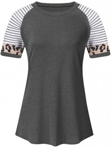 Sets Women's T Shirt Short Sleeve Summer Loose Twist Knot Casual Tunic Blouse Tanks Vest Tops - Dark Gray.c - CJ193MT2704 $15.39