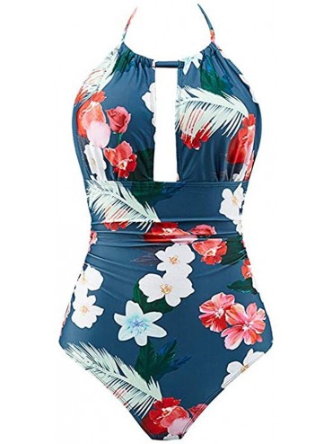 Racing Swimwear for Women One Piece Swimwear Backless Tummy Control Monokini Swimsuits Bikinis - Blue - CD18STL6WCK $16.93