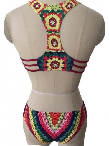 One-Pieces Women's Sexy Bandage Swimsuit Backless One Piece Swimwear Tummy Control Monokini Bathing Suits - Multi Color - C41...