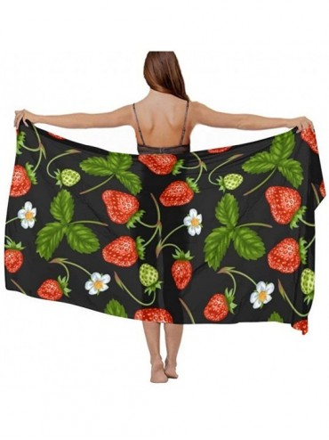 Cover-Ups Women Fashion Shawl Wrap Summer Vacation Beach Towels Swimsuit Cover Up - Red Strawberry - CT196U9YXWO $45.26