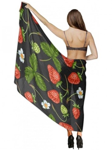Cover-Ups Women Fashion Shawl Wrap Summer Vacation Beach Towels Swimsuit Cover Up - Red Strawberry - CT196U9YXWO $27.16