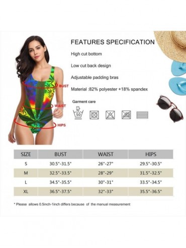 Racing Psychedelic Marijuana Weed Women's Quick DrOne Piece Swimsuits Elasticity Bathing Suit Swimwear Soft Cup - White - CR1...